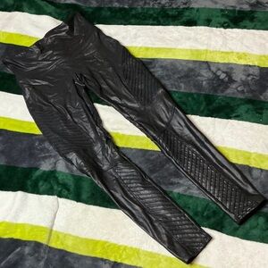 SPANX Black Faux Leather Leggings Size L